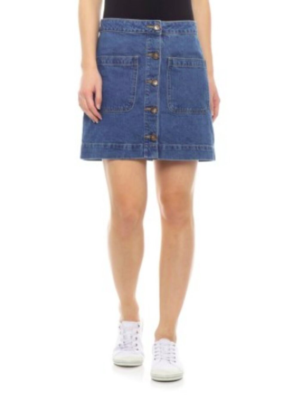 Free People Don't Get Me Wrong Jean Mini Skirt Sz 30 M High Rise Button Front